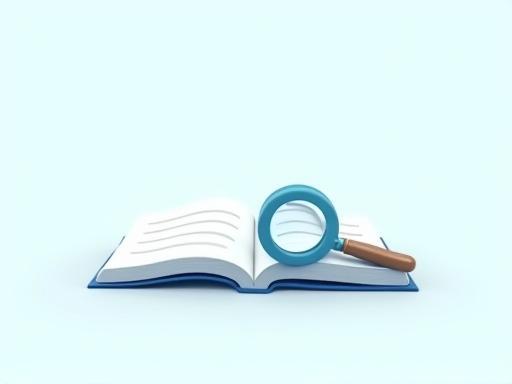 Illustration of a book and magnifying glass representing a knowledge base.